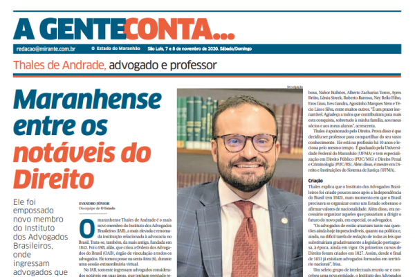 Prof. Thales de Andrade é destaque no jornal O Estado do Maranhão