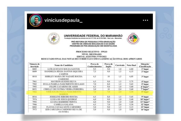 Aluno da Faculdade Florence é aprovado em mestrado de odontologia